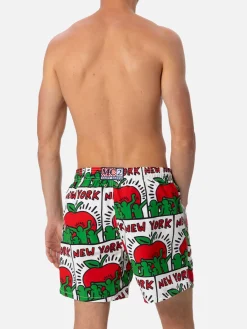 Mittellange Gustavia-Badeshorts für Herren mit platziertem Keith-Haring-Design | KEITH HARING SONDERAUSGABE