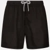Mittellange Herren-Badeshorts aus schwarzem Leinen Gustavia