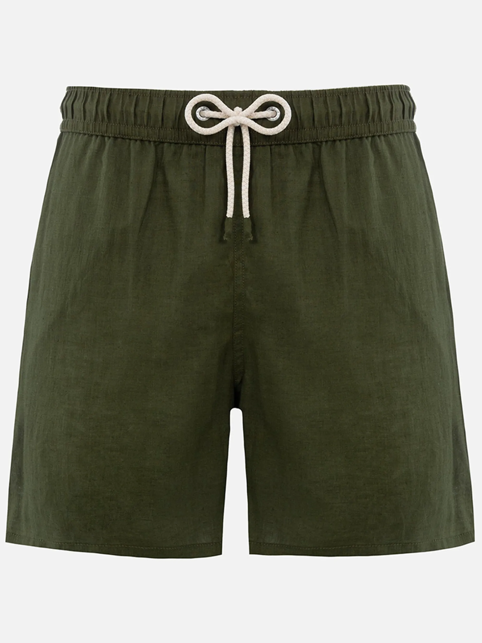 Mittellange Herren-Badeshorts aus militärgrünem Leinen Gustavia