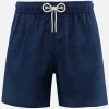 Mittellange Herren-Badeshorts aus marineblauem Leinen Gustavia