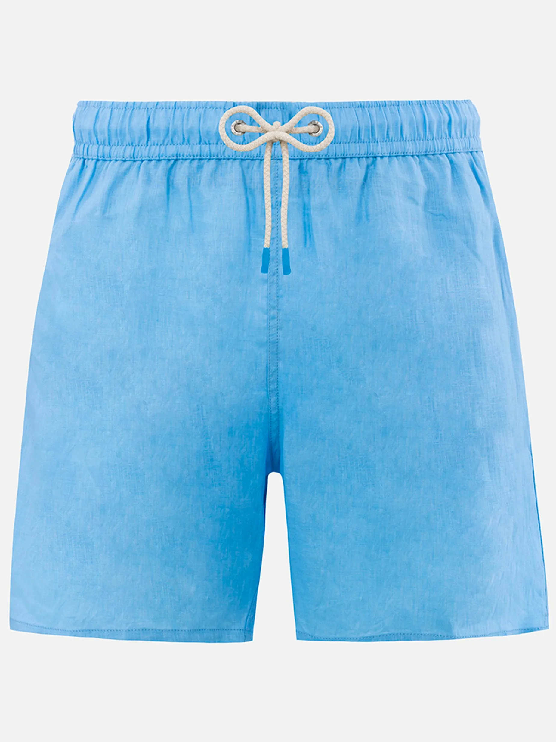 Mittellange Herren-Badeshorts aus himmelblauem Leinen Gustavia