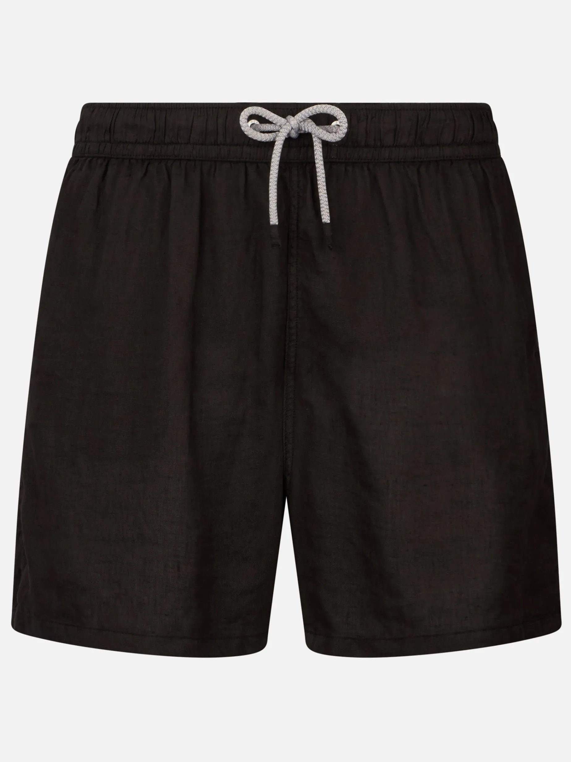 Mittellange Herren-Badeshorts aus schwarzem Leinen Gustavia