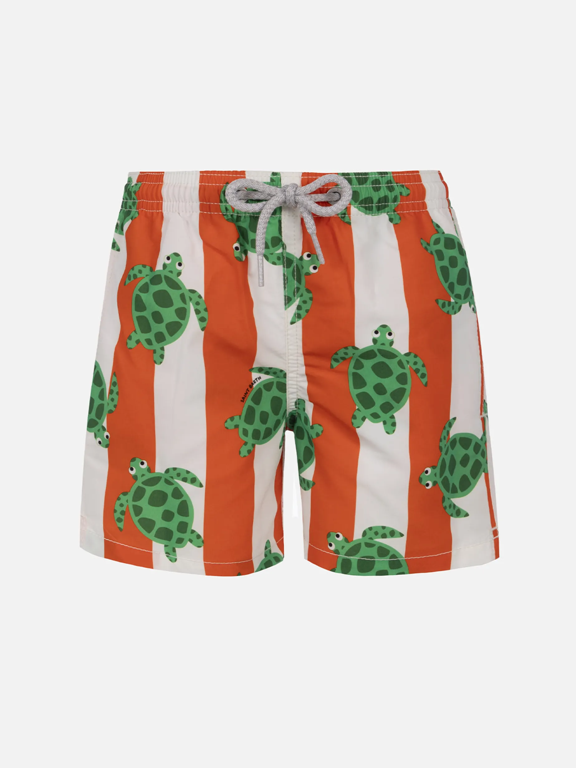 Mittellange Jeans-Badeshorts für Jungen mit Meeresschildkröten-Print