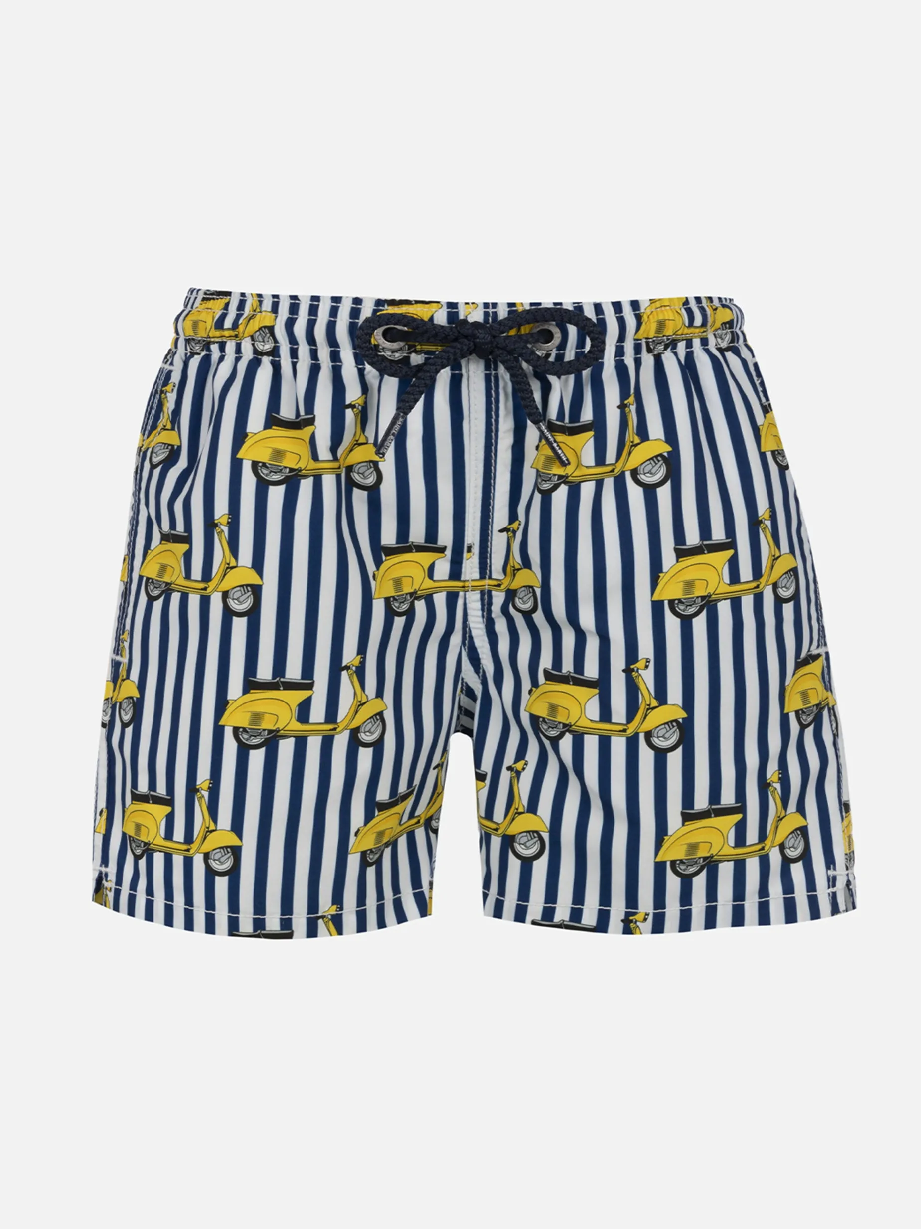 Mittellange Jeans-Badeshorts für Jungen mit Vespa-Aufdruck | VESPA-SONDEREDITION