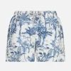 Mittellange Jeans-Badeshorts für Jungen mit Toile-de-Jouy-Print