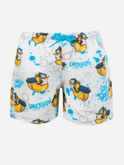 Mittellange Jeans-Badeshorts für Jungen mit Crypto Ducky-Aufdruck | CRYPTOPUPPET-SONDERAUSGABE