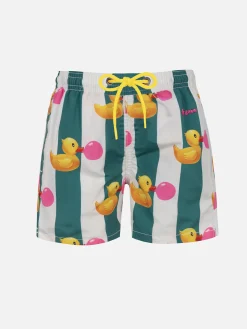 Mittellange Jeans-Badeshorts für Jungen mit Big Babol-Aufdruck | GROSSE BABOL-SONDERAUSGABE