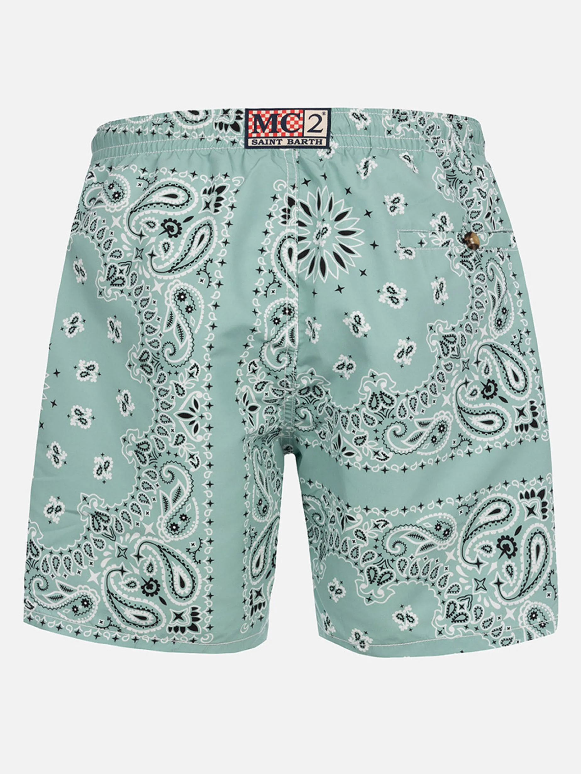 Mittellange salbeigrüne Badeshorts für Herren von Caprese