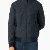 Mittelschwere Herren-Bomberjacke in Mélange-Blau