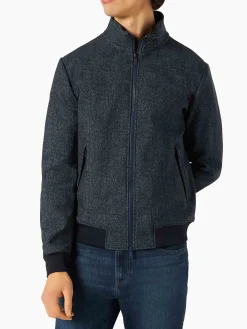 Mittelschwere Herren-Bomberjacke in Mélange-Blau