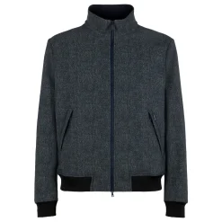 Mittelschwere Herren-Bomberjacke in Mélange-Blau