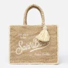 Naturbeige Colette Raffia-Handtasche mit Stickerei