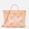 Naturbeige Colette Raffia Handtasche mit Herzstickerei