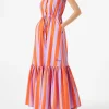 Neckholder-Kleid für Damen mit Streifendruck