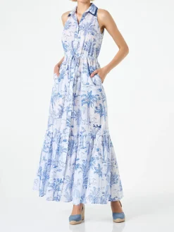 Neckholder-Kleid für Damen mit Toile-de-Jouy-Print