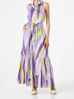 Neckholder-Kleid für Damen mit Wellenprint