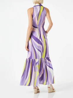 Neckholder-Kleid für Damen mit Wellenprint