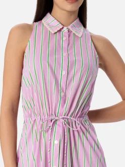 Neckholder-Kleid für Damen mit Streifendruck