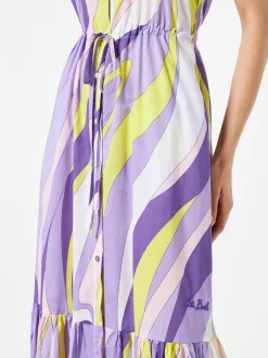 Neckholder-Kleid für Damen mit Wellenprint