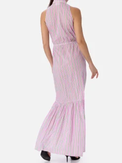 Neckholder-Kleid für Damen mit Streifendruck