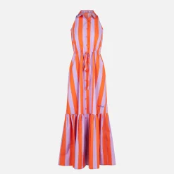 Neckholder-Kleid für Damen mit Streifendruck
