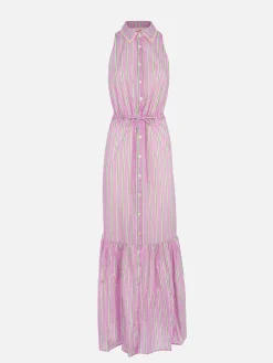 Neckholder-Kleid für Damen mit Streifendruck