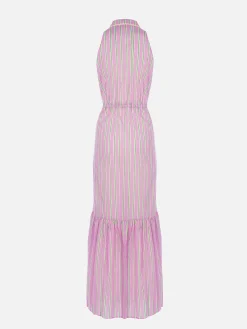 Neckholder-Kleid für Damen mit Streifendruck