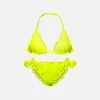 Neongelber Triangel-Bikini für Mädchen