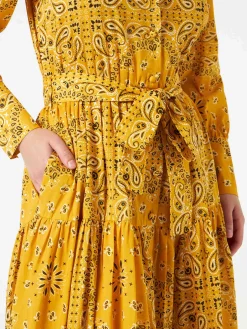 Ockerfarbenes langes Bandanna-Kleid für Damen von Jensen