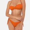 Orange drapierter Bandeau-Bikini
