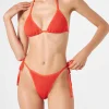 Orangefarbener Crinkle-Triangel-Bikini für Damen