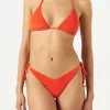 Orangefarbener Frottee-Dreieckbikini für Damen mit Anhängern