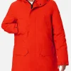 Orangefarbener Parka für Herren mit Kapuze und Bandana-Futter