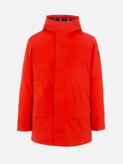 Orangefarbener Parka für Herren mit Kapuze und Bandana-Futter