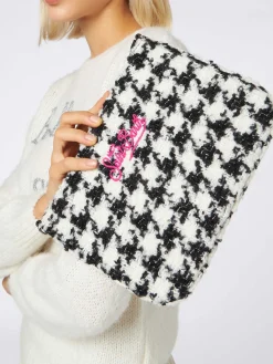 Parisienne Umhängetasche – Clutch mit Pied-de-Poule-Lurex-Muster