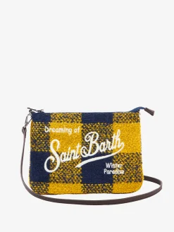 Parisienne Umhängetasche Clutch aus Wolle mit gelbem Karomuster