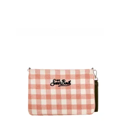 Parisienne Umhängetasche Clutch aus Wollstoff mit rosa Gingham-Karo