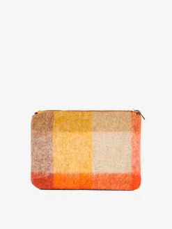 Parisienne-Decken-Umhängetasche Clutch mit orangefarbenen und braunen Karos