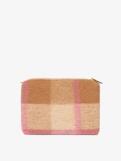 Parisienne-Decken-Umhängetasche Clutch mit rosa und beigem Schottenmuster