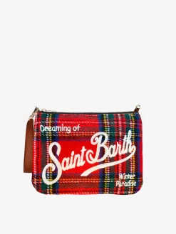 Parisienne-Umhängetasche Clutch mit rotem Schottenmuster