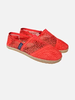 Pfirsichrosa Makramee-Espadrillas