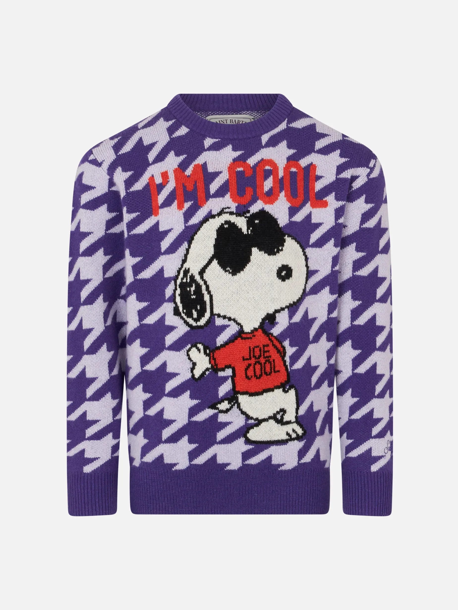 Pied-de-Poule-Pullover für Mädchen mit Rundhalsausschnitt und Snoopy-Aufdruck | SNOOPY PEANUTS™ SONDEREDITION