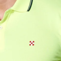 Poloshirt aus Fluo-Piquet in Gelb mit St. Barth-Karologo
