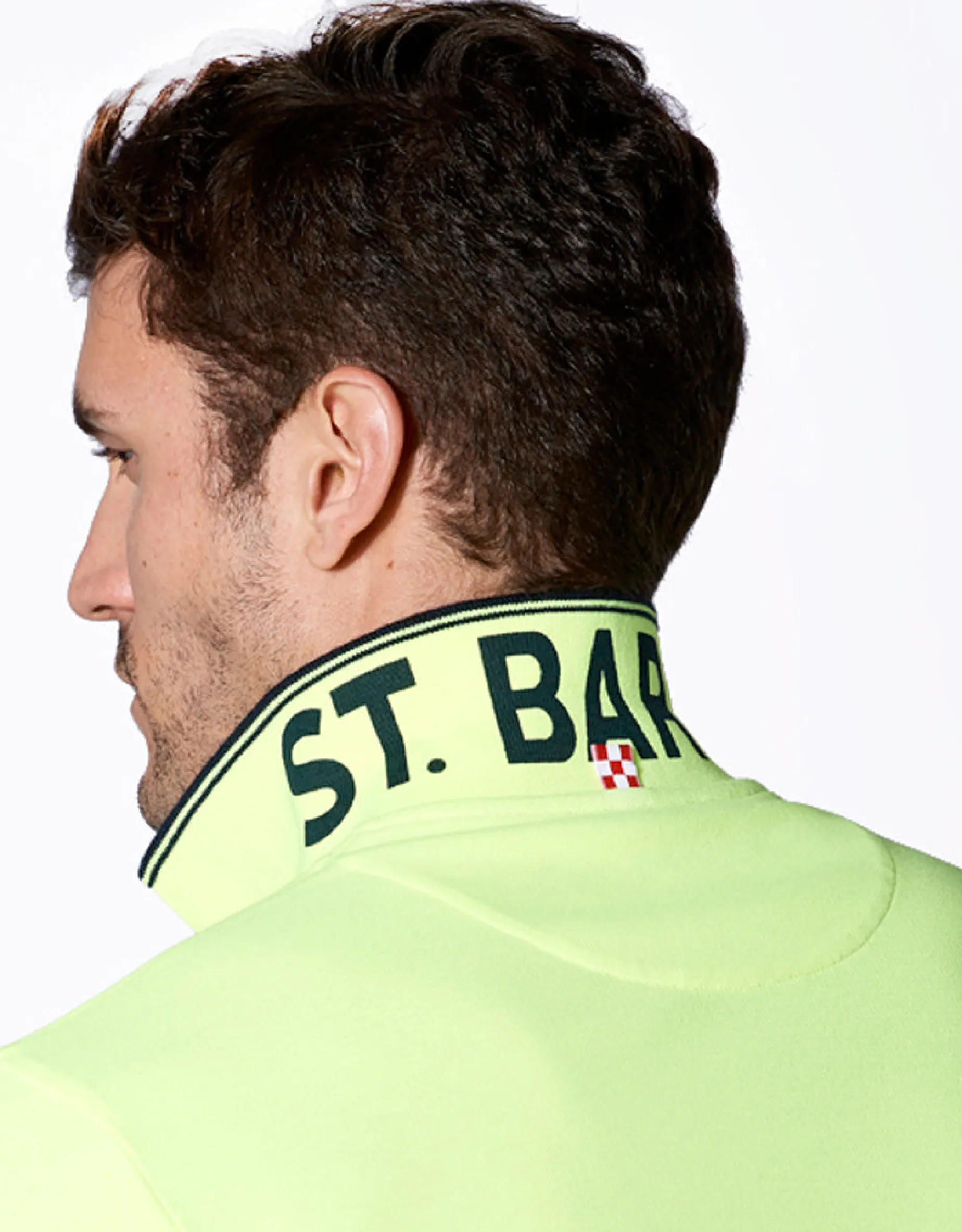 Poloshirt aus Fluo-Piquet in Gelb mit St. Barth-Karologo