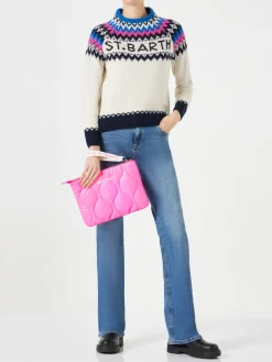 Puffer-Pochette mit Paisley-Print