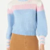 Pullover aus gebürstetem Strick mit Puffärmeln und St. Barth-Stickerei