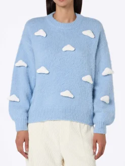 Pullover aus gebürstetem Strick mit Wolkendetails