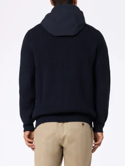 Pullover mit durchgehendem Reißverschluss von Wiberg mit Kapuze aus technischem Stoff und Taschen