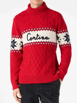 Pullover mit halbem Rollkragen und Cortina-Schriftzug