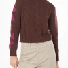 Rollkragenpullover für Damen mit Zopfmuster und Saint-Moritz-Jacquard-Print